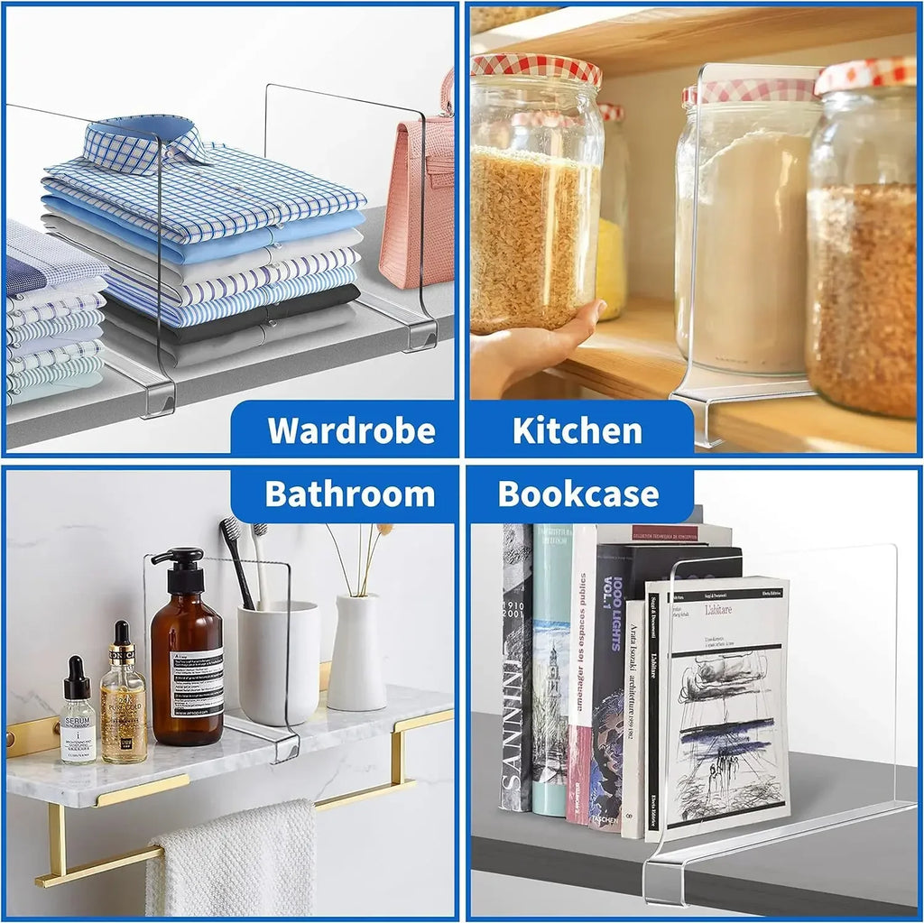 8 6 4 Transparent Closet Shelf Wardrobe Organizer Cloth Divider