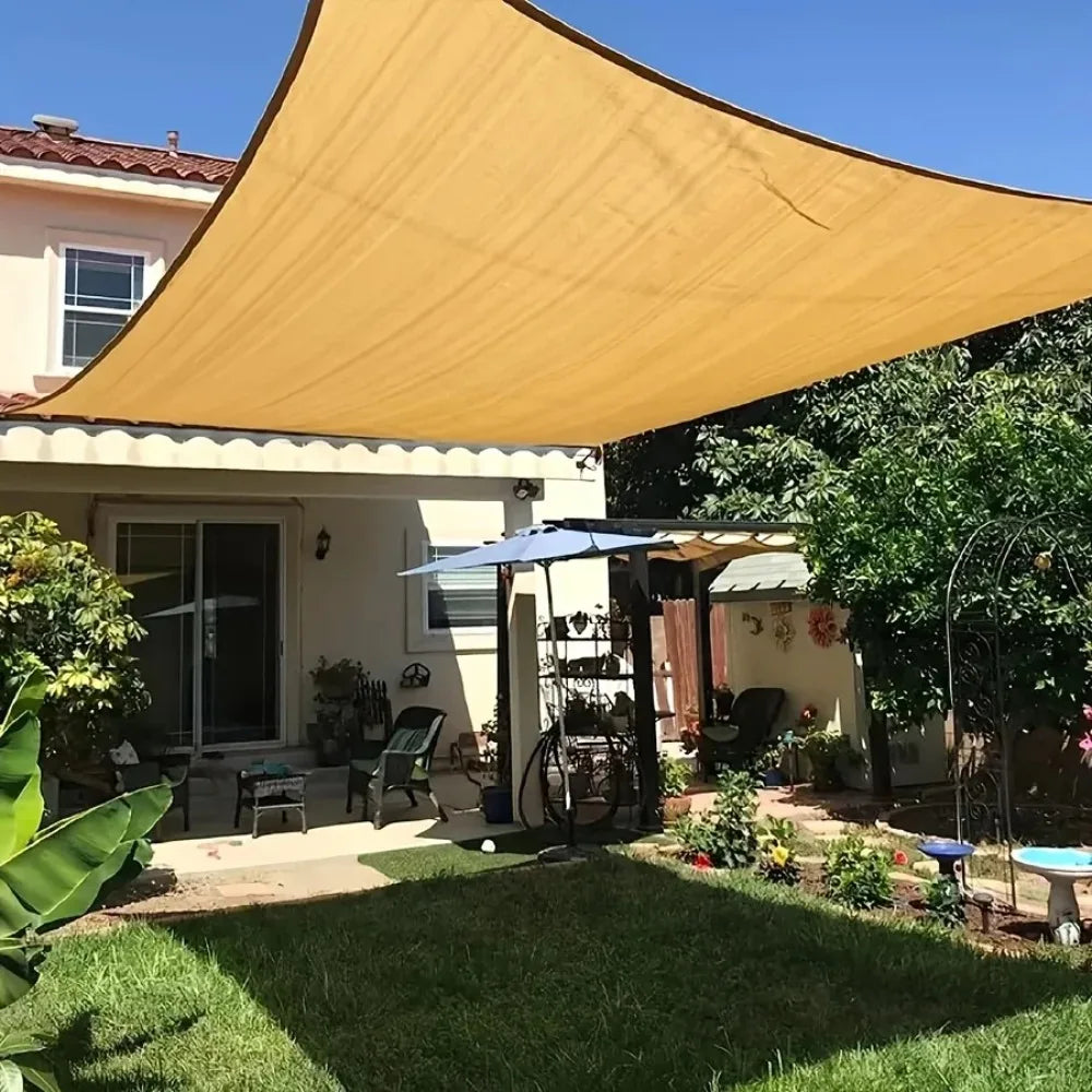 Heavy-Duty PE Sun Shade Sail – Large Square UV Block Beige