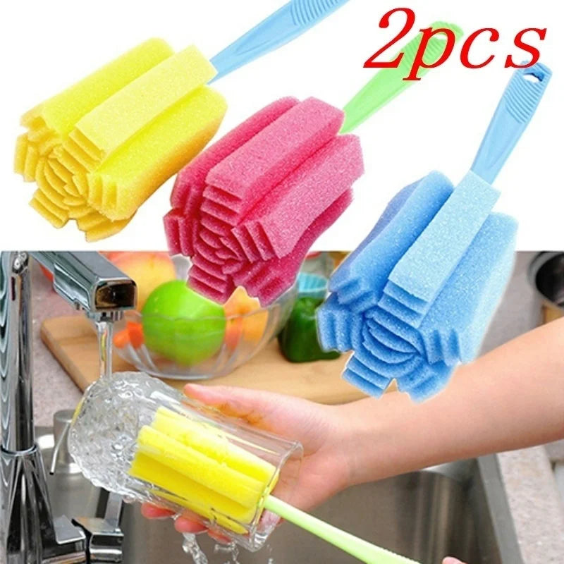2-Pack Sponge Bottle Brush – Wineglass, Cup & Jar Cleaner