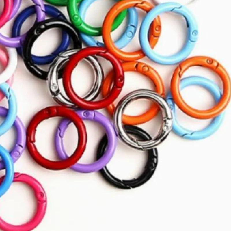 50 Pcs 25mm Colorful Alloy Spring O-Ring Buckles for DIY Keychains