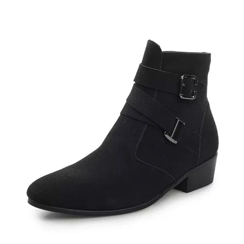 Men's British Ankle Boots – Buckle Strap Pointed Toe Booties