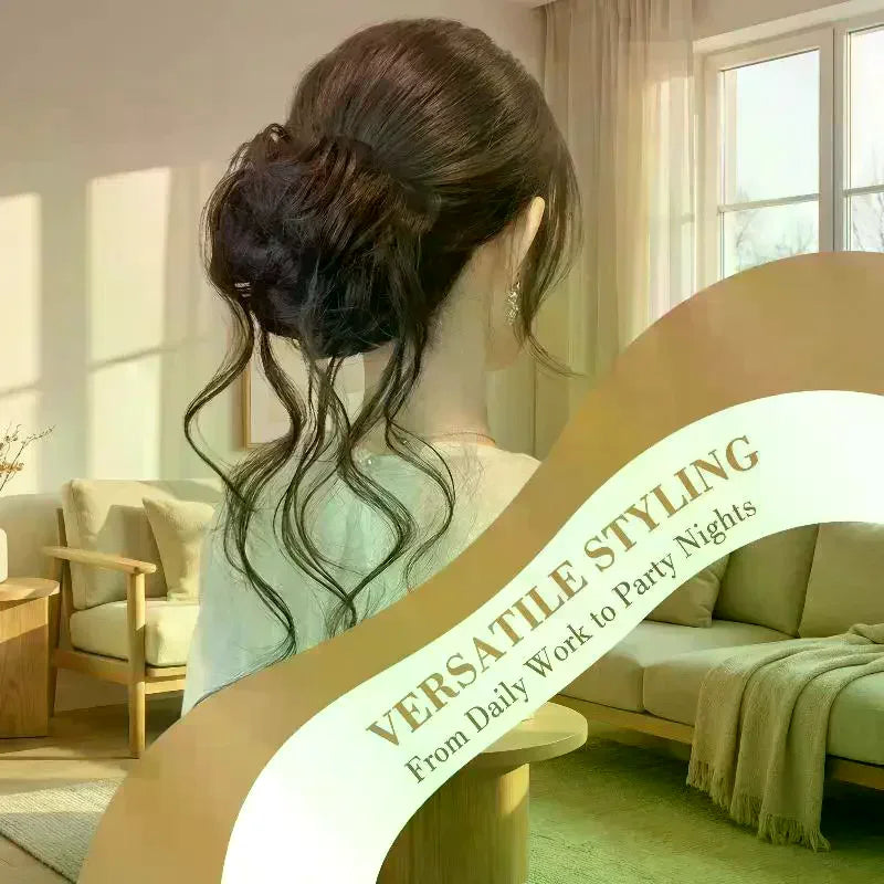 Wispy Dragon Bun Hair Extension – Messy Curly Clip-On Updo