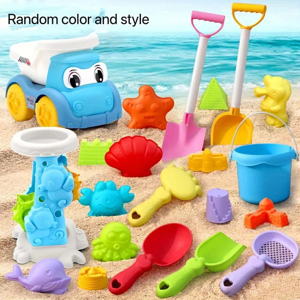 Kids Beach Sand Toys Set – Bucket, Shovel, Rake & Dino Molds