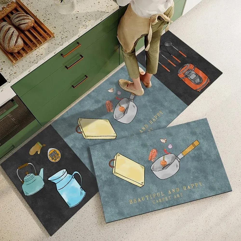 40x120cm Absorbent Velvet Bath Rug Non Slip Long Kitchen Mat Crystal