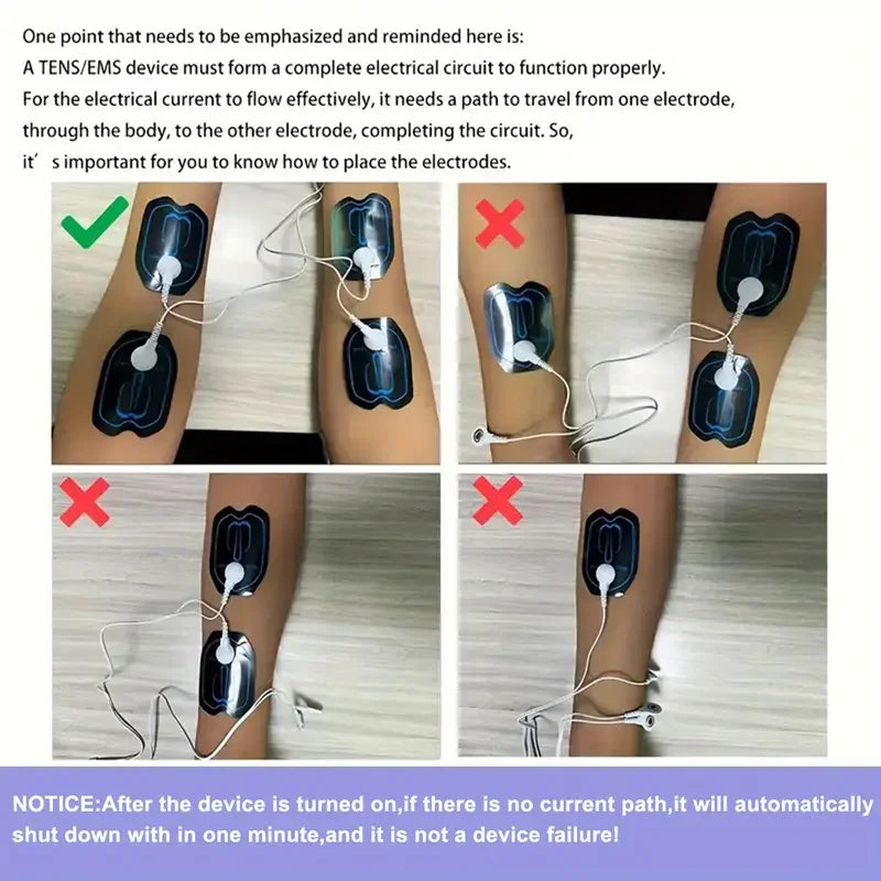 Dual-Channel EMS Muscle Stimulator with 10 Electrode Pads