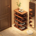 Multi-Tier Bamboo Shoe Rack – Narrow Entryway Floor Organizer