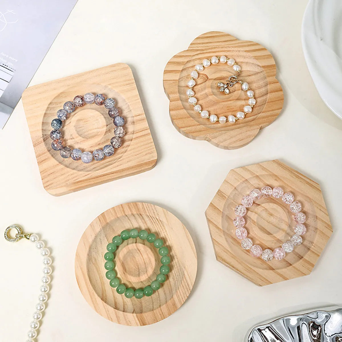 Wooden Jewelry Display Tray Bracelet Bead Decoration Rack Handicraft