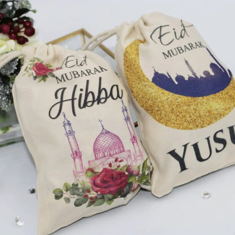 5-Pack Personalised Eid Mubarak Gift Bags | Custom Name Eidi