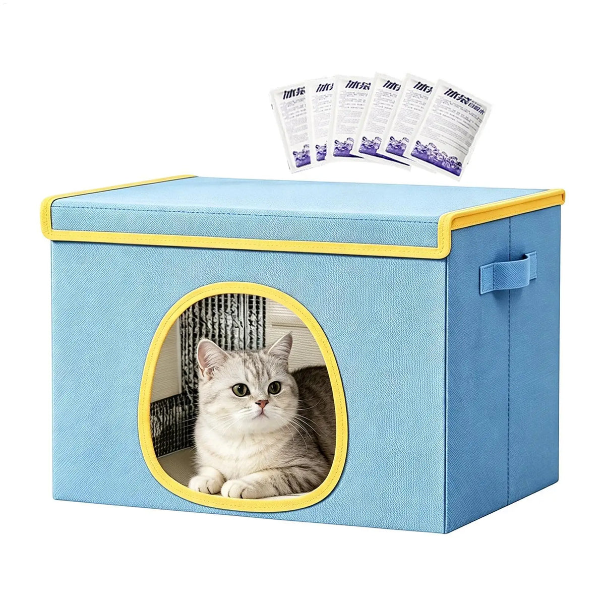 Cat & Dog Cooling House with 6 Ice Packs | Indoor Pet Cave