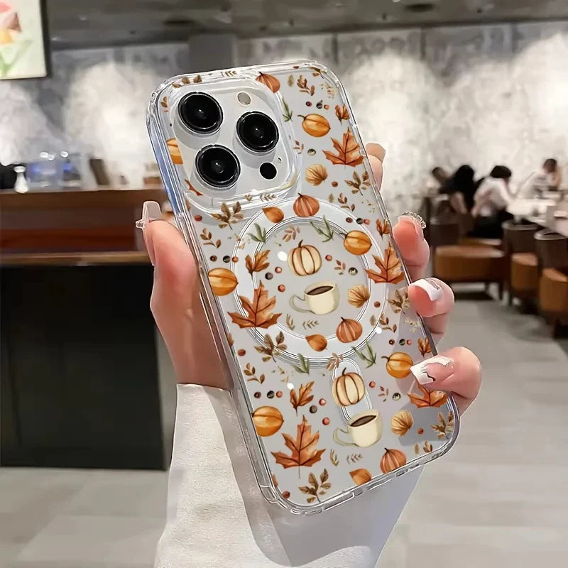 Pumpkin Autumn MagSafe iPhone Case – Transparent Silicone Cover