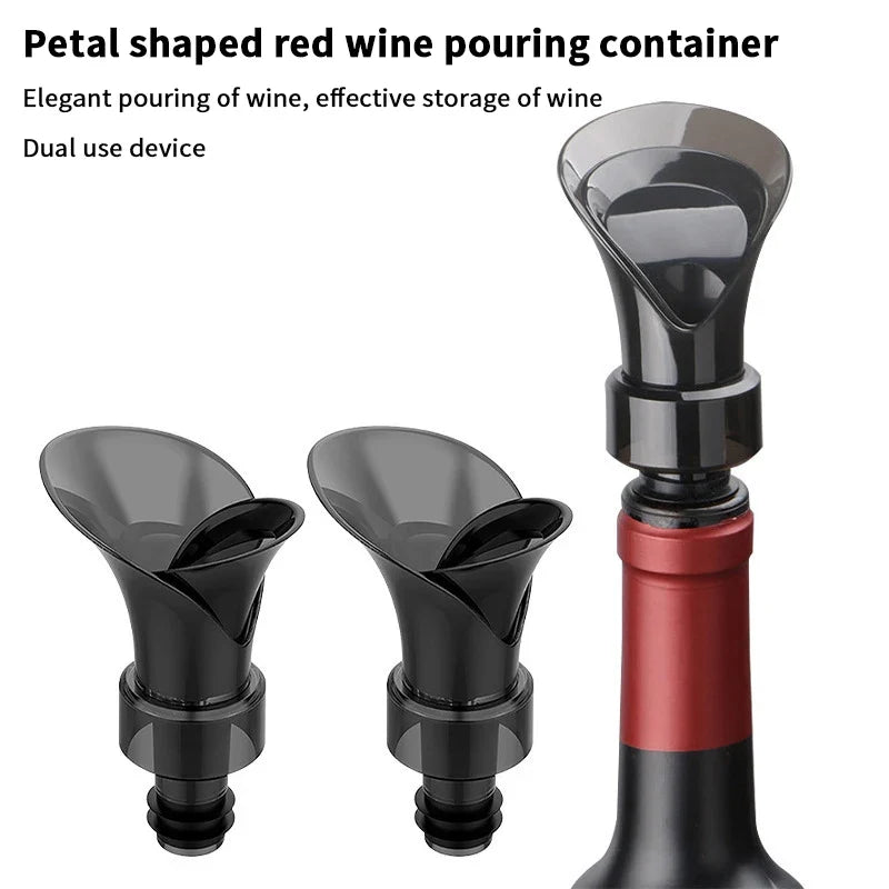 Petal Shaped Wine Dispenser Red Vacuum Fresh-keeping Stopper 2-in-1