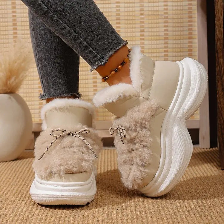 Women's Plush Ankle Boots – Thick Platform Winter Fur Boots