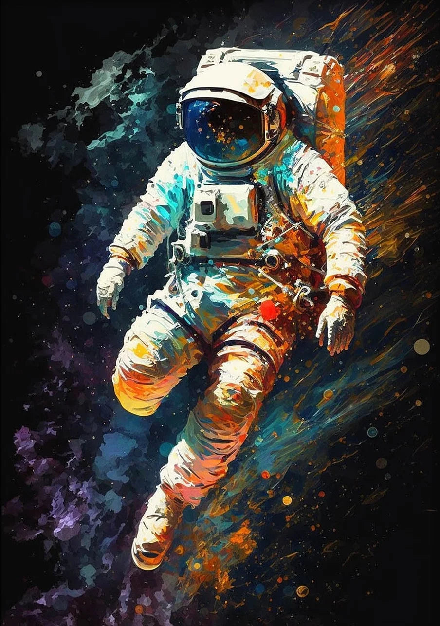 Astronaut Canvas Wall Art | Modern Sci-Fi Space Poster Print