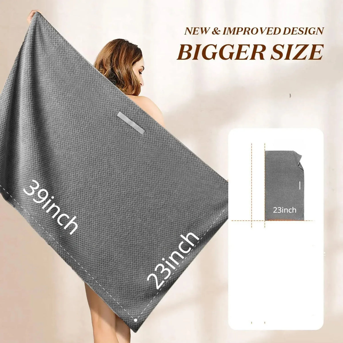 Extra Large Microfiber Hair Towel Wrap with Elastic Band