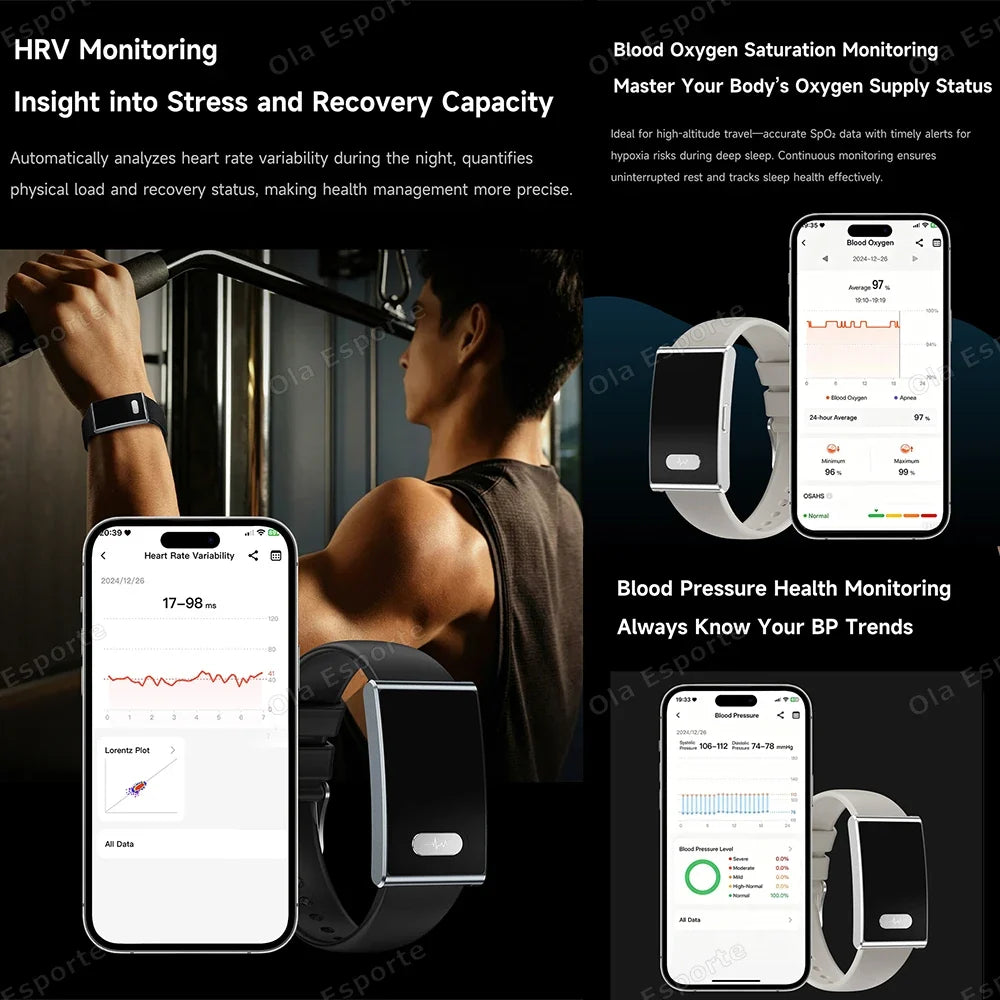 ECG Smart Bracelet Heart Rate Sleep 5ATM Waterproof Fitness Watch