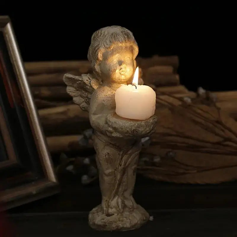 Angel Cupid Candlestick Holder – Resin Winged Baby Sculpture