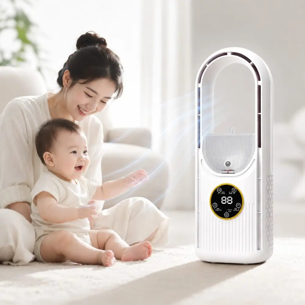 6-Speed Bladeless Portable Fan with Mist Humidifier | Silent