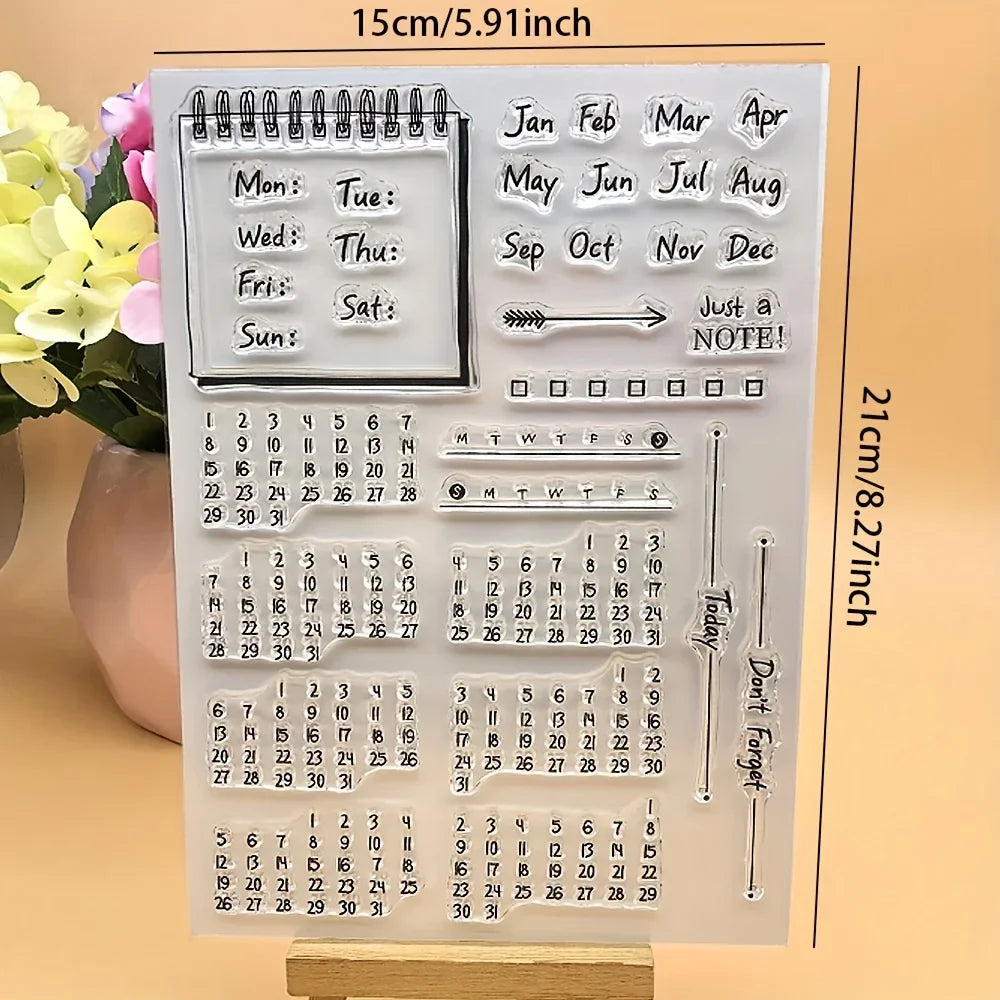 Clear Calendar Stamp – Reusable Transparent Stamp for Cards