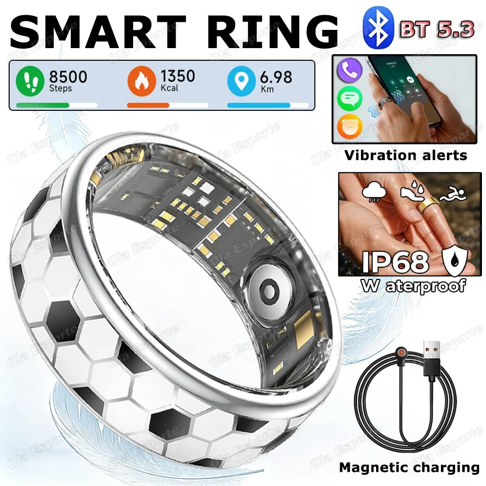 2026 Smart Ring Men Women Charging Case Call Reminder Heart Rate