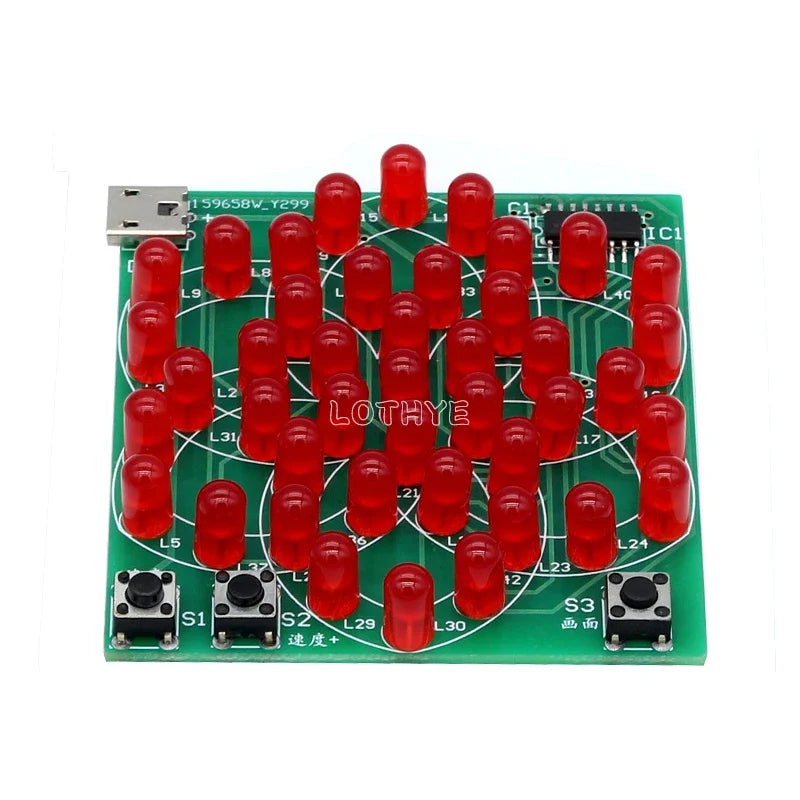 43 LED DIY Windmill Soldering Kit – 9 Animated LED Patterns 5V
