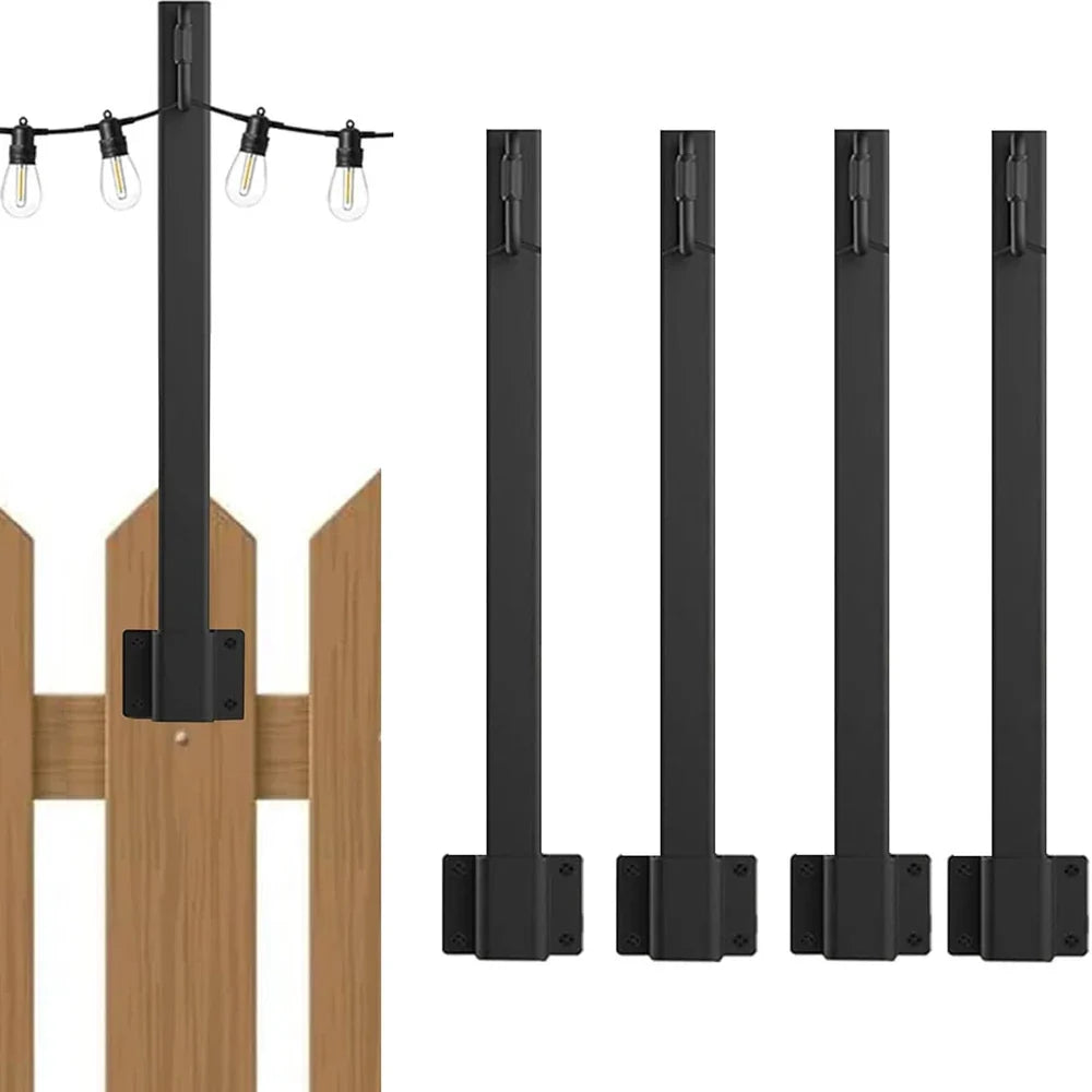 4-Pack Outdoor String Light Hanging Poles with Clips & Hooks