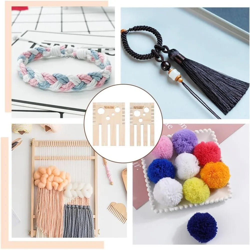 Wood Pom Pom Maker Loom Kit – 4 Sizes DIY Wool Craft Tool