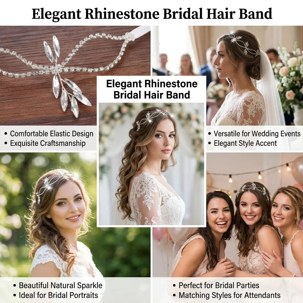Bridal Rhinestone Hair Band – Elegant White Wedding Headpiece