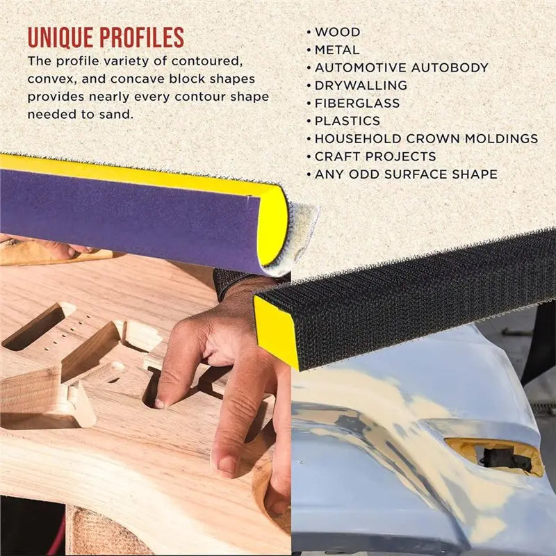 Y51A-Handheld Hook& Loop Sander Pads 7-Piece Hand Sanding Block