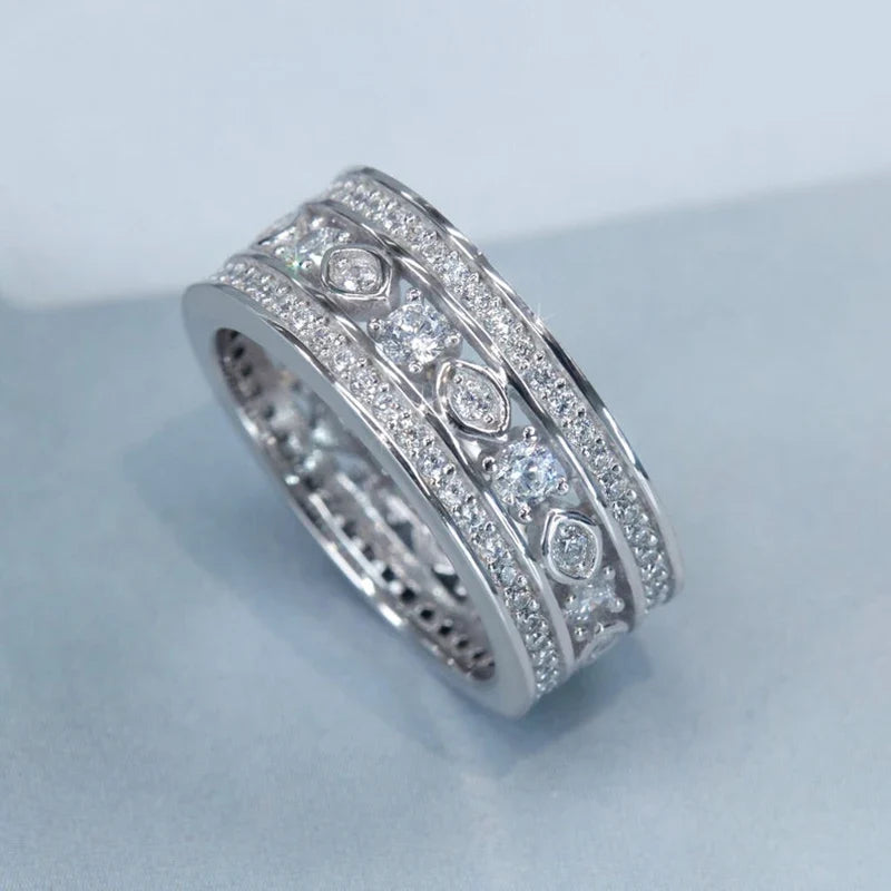 Huitan Crystal CZ Ring for Women – Wedding & Engagement Band