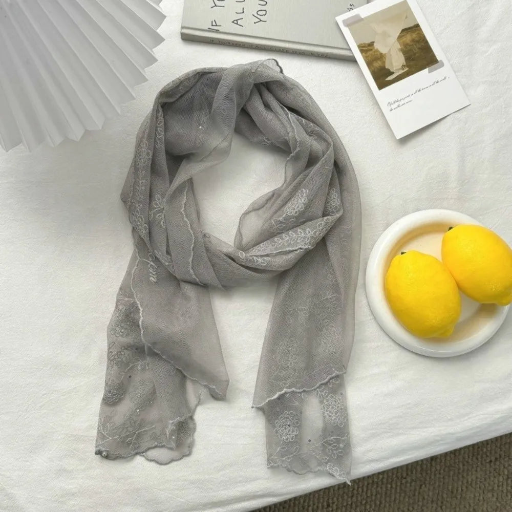 Retro Lace Embroidered Floral Long Scarf & Neckerchief Women
