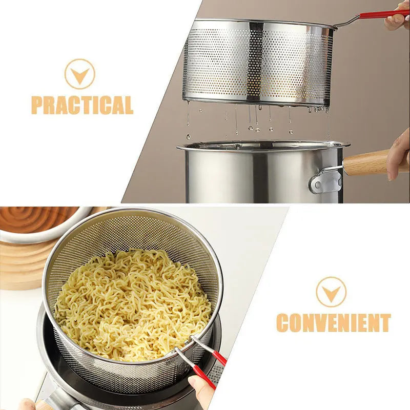 20cm Stainless Steel Deep Fryer Pot with Strainer Basket