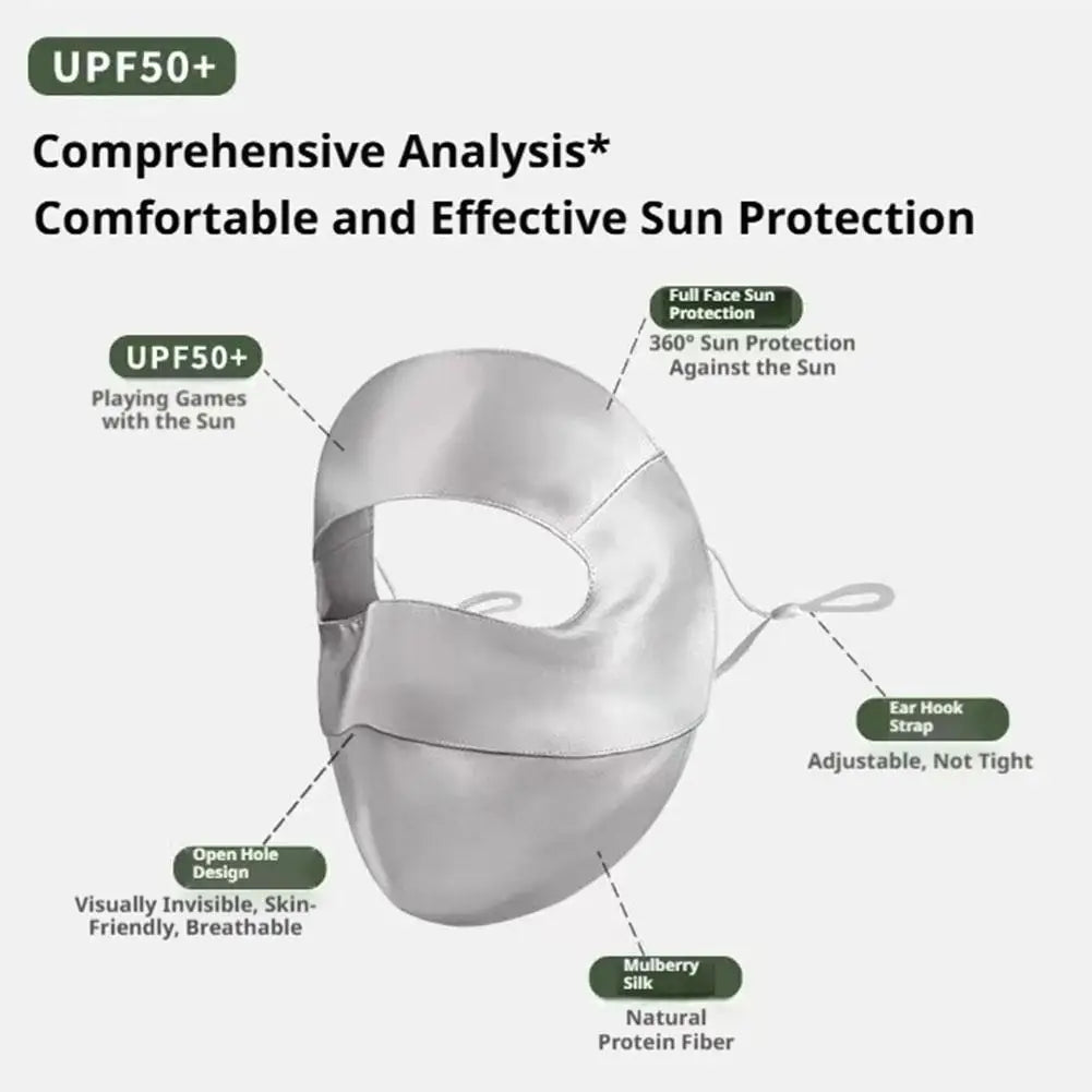 100% Silk Face Mask UPF50+ Sun Protection for Women – Full Face