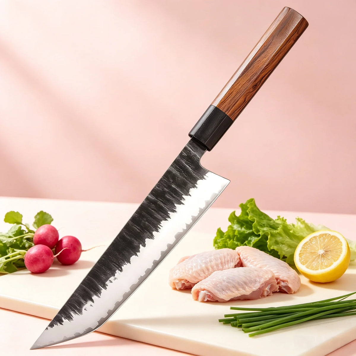 Japanese Hand-Forged Sushi Chef Knife – 21cm Clad Steel