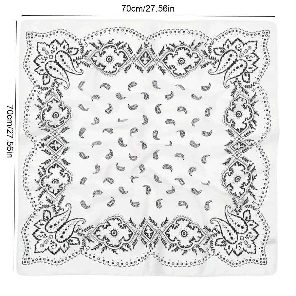 Y2K Cashew Flower Print Square Scarf – Hair Headband Accessory