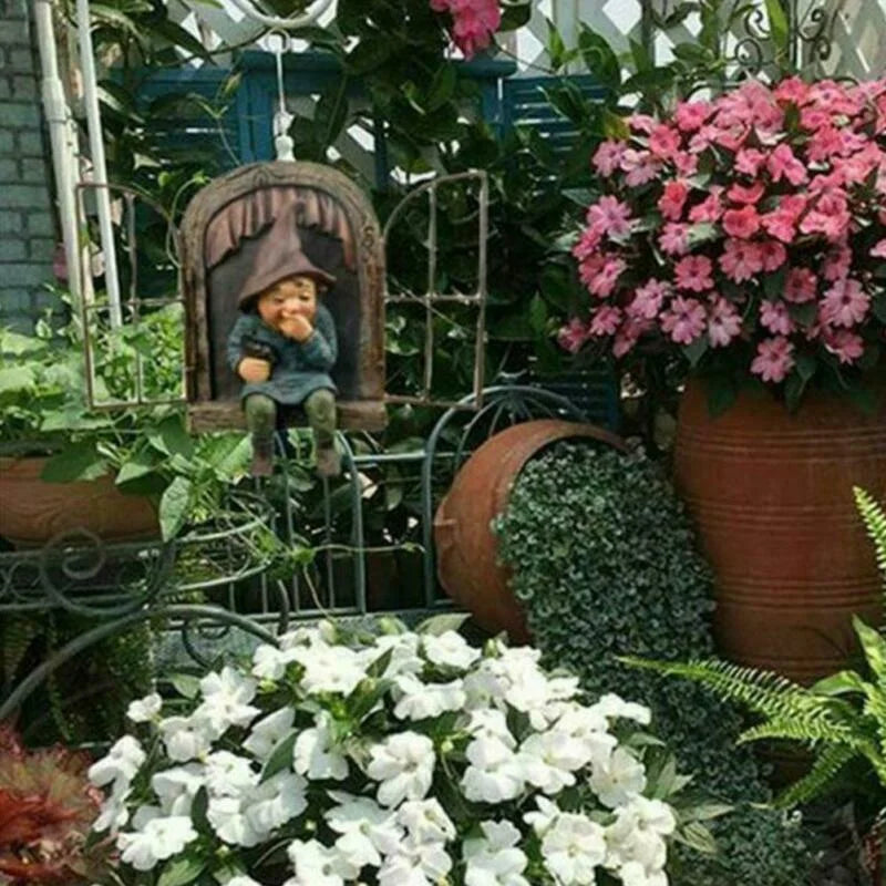 Naughty Garden Gnome Statue – Tree Hugger Elf Yard Decor