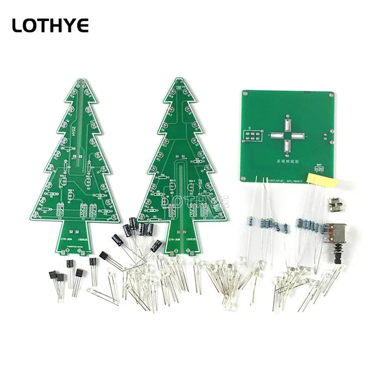 3D Christmas Tree DIY Soldering Kit – Flashing LED Lights