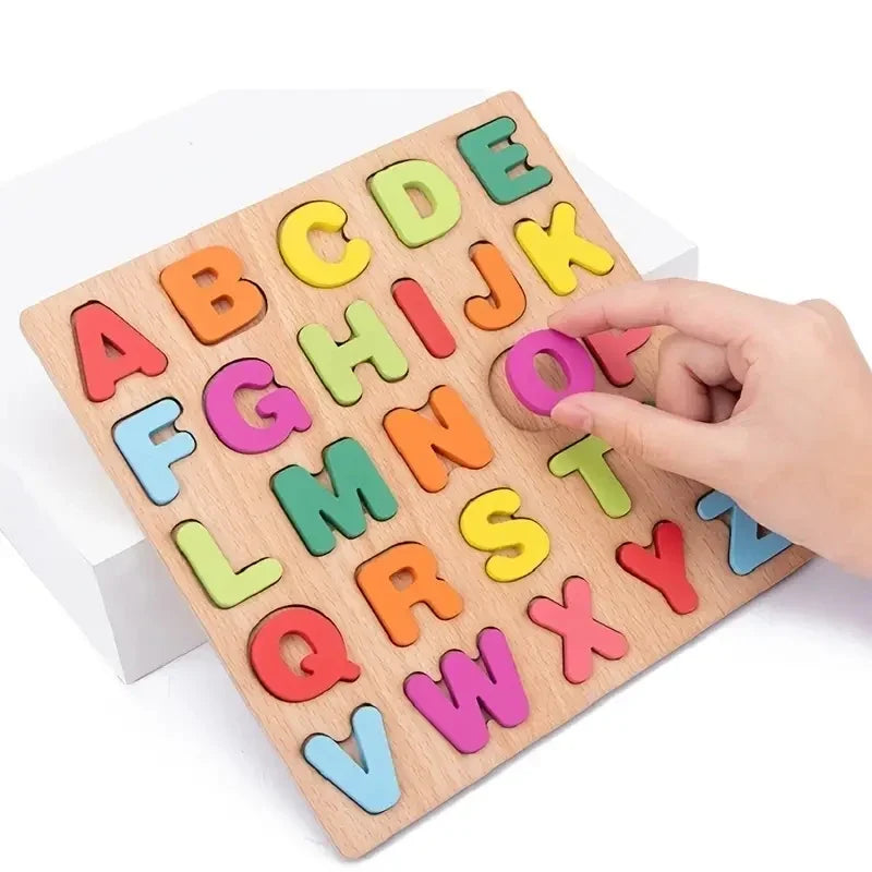 2-Pack Wooden Puzzles Toddlers Alphabet Number Matching Games