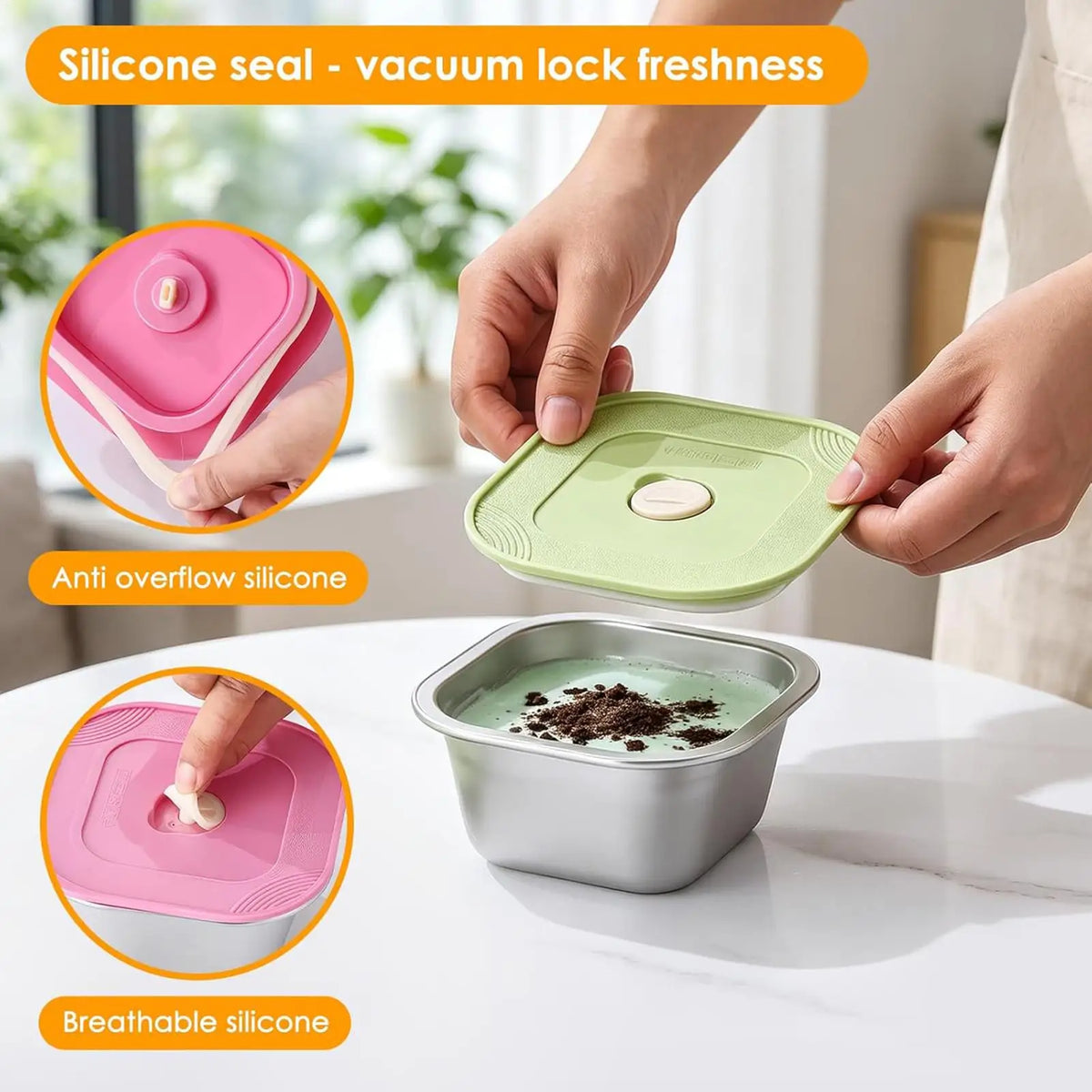 400ml Stainless Steel Ice Cream Containers with Lids – Set of 3