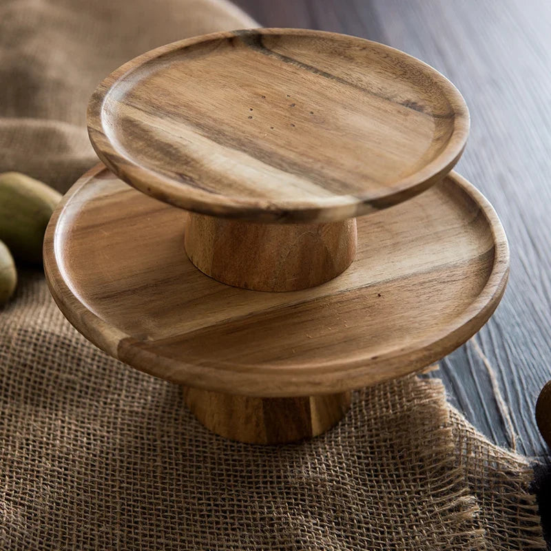 KEMORELA Elevated Wooden Cake Stand & Serving Tray