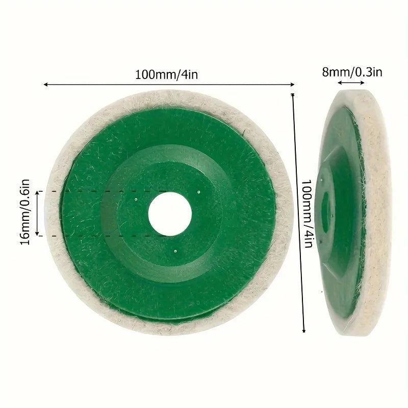 4" Wool Polishing Wheel Discs for Angle Grinder – 3-12 Pack