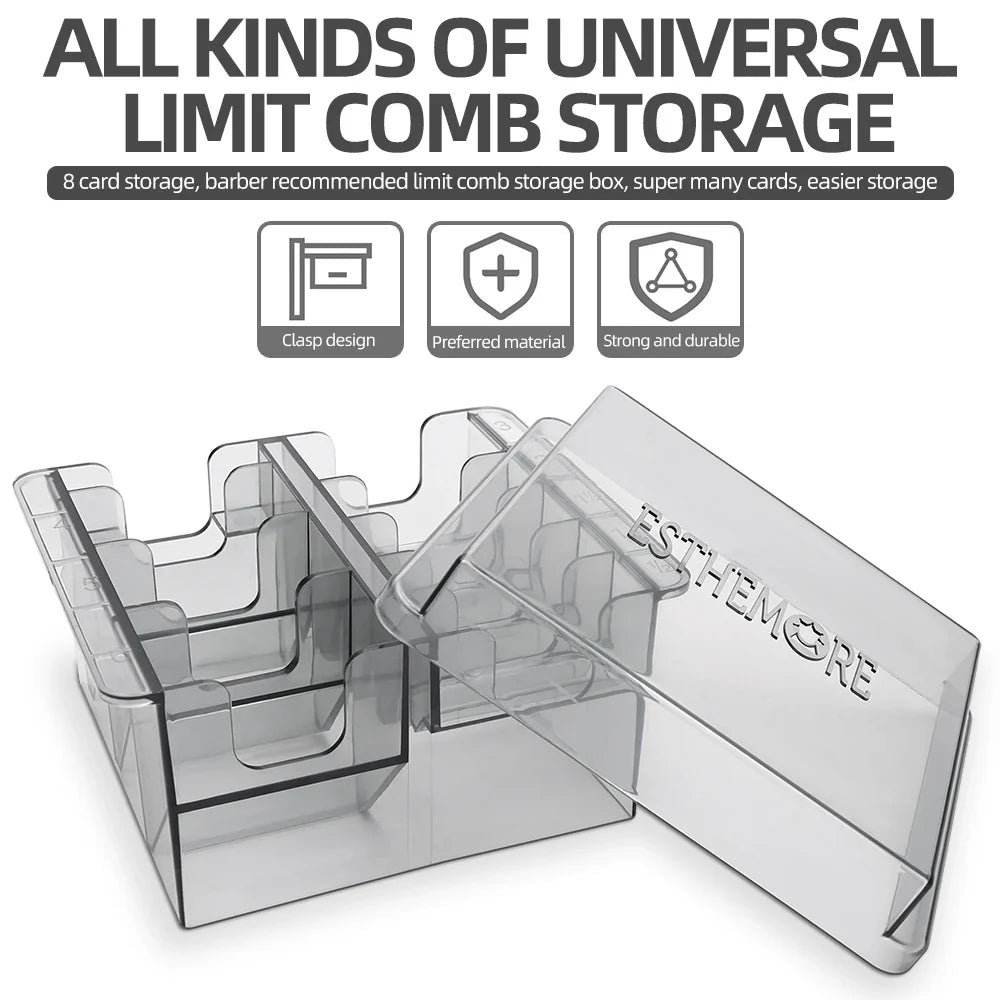 8-Grid Clipper Comb Storage Box | Transparent Salon Organizer