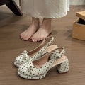 Women's Polka Dot Bow Slingback Sandals | Square Heel