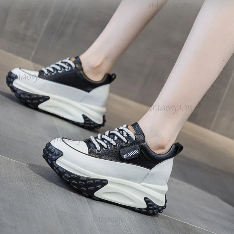 Women's 7cm Wedge Platform Sneakers – Chunky Heel Sport Shoes