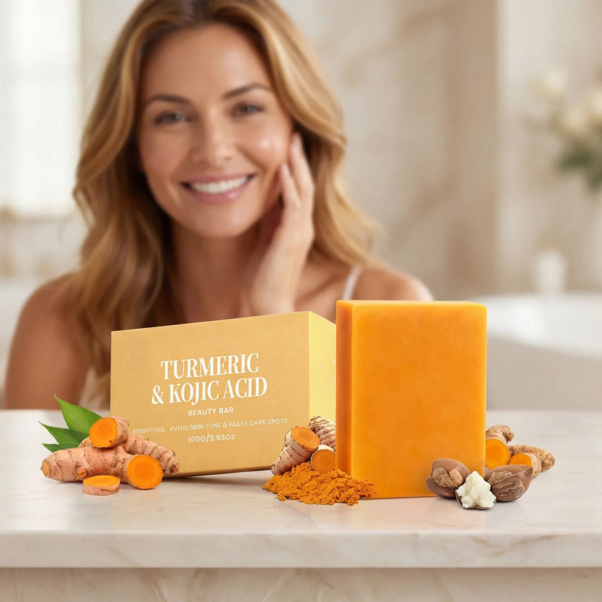Turmeric Kojic Acid Brightening Soap Bar – Face & Body 100g
