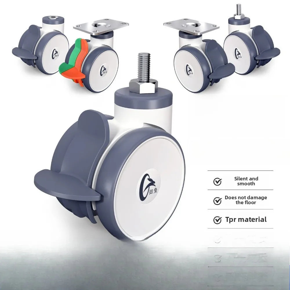 4-Pack 1.5" Flat Plastic Casters for Planters & Cabinets