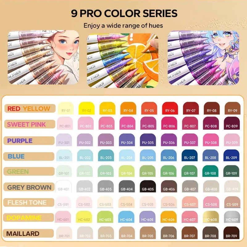 Acrylic Brush Markers Art Ink Control Painting Drawing Sketching