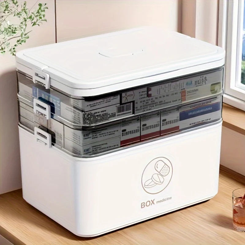 Leak-proof Medicine Organizer 3-Tier First Aid Storage Cabinet Box