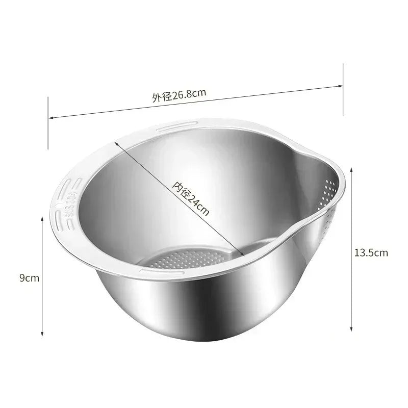 Stainless Steel 304 Rice Washer Strainer Bowl Washing Sieve Colander