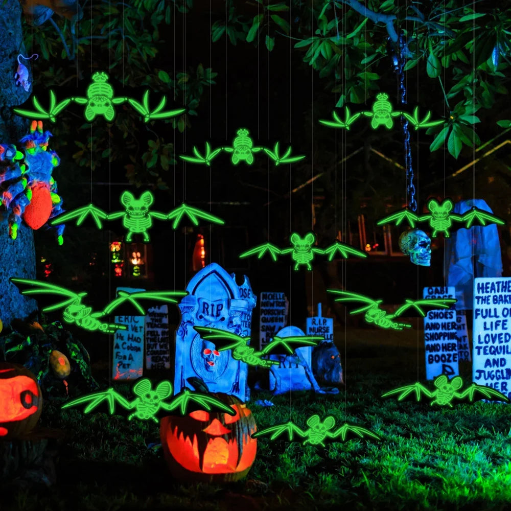 Glow-in-the-dark Bat Ornament Halloween Glowing Bat-shaped Pendant