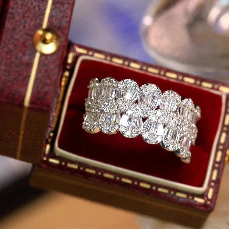 Huitan Cubic Zirconia Women's Wedding Band Ring | Sizes 5–14